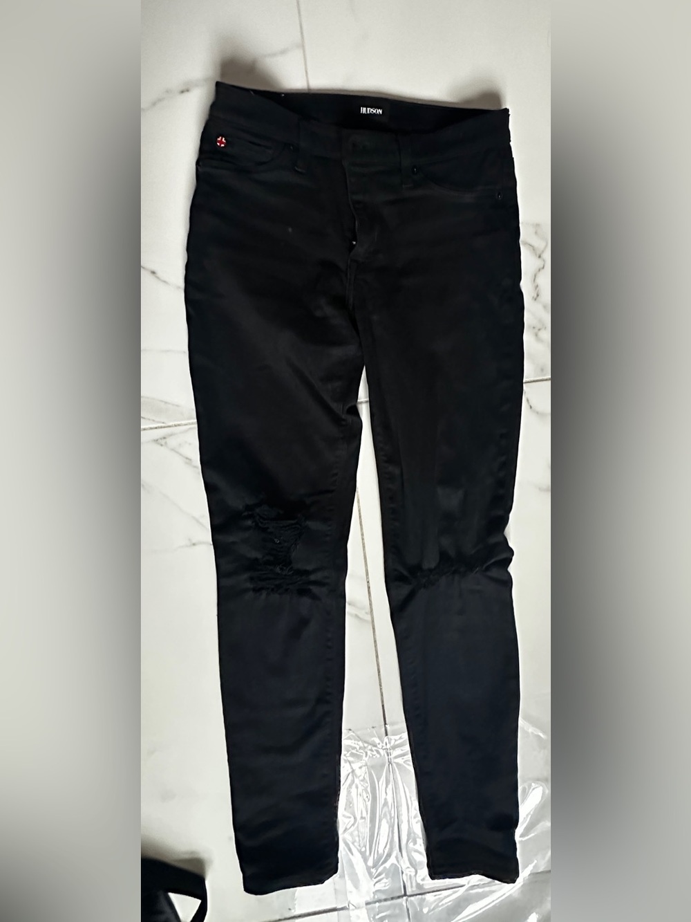 Hudson Black Distressed Skinny Jeans